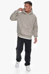 HEAVY OVERSIZE CENTER HD  HOODIE STONE