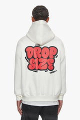 HEAVY OVERSIZE BUBBLE SKETCH HOODIE CREAM WHITE