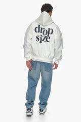 HEAVY OVERSIZE LETTERS HOODIE CREAM WHITE / STEEL GREY