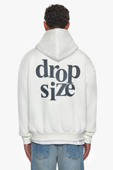 HEAVY OVERSIZE LETTERS HOODIE CREAM WHITE / STEEL GREY