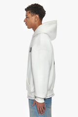 HEAVY OVERSIZE LETTERS HOODIE CREAM WHITE / STEEL GREY