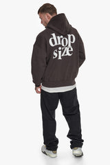 HEAVY OVERSIZE LETTERS HOODIE WASHED BLACK
