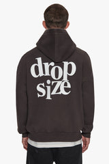 HEAVY OVERSIZE LETTERS HOODIE WASHED BLACK
