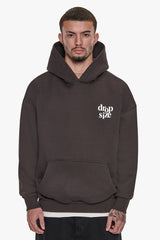 HEAVY OVERSIZE LETTERS HOODIE WASHED BLACK
