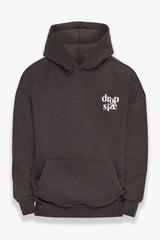 HEAVY OVERSIZE LETTERS HOODIE WASHED BLACK