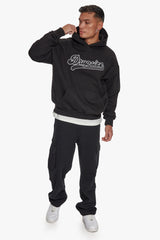 SUPER HEAVY OVERSIZE SMOOTH LOGO HOODIE BLACK