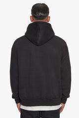 SUPER HEAVY OVERSIZE SMOOTH LOGO HOODIE BLACK