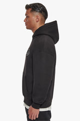 SUPER HEAVY OVERSIZE SMOOTH LOGO HOODIE BLACK