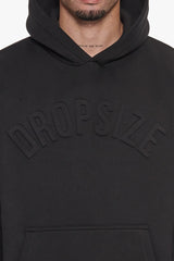 HEAVY OVERSIZE MID HD HOODIE BLACK EMBOSSED