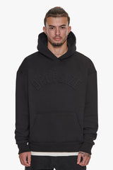 HEAVY OVERSIZE MID HD HOODIE BLACK EMBOSSED