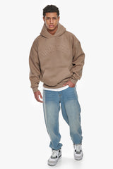 HEAVY OVERSIZE MID HD HOODIE SILVER MINK EMBOSSED