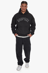 HEAVY OVERSIZE CURVED HOODIE BLACK