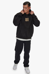 HEAVY OVERSIZE TRIPLE LOGO HOODIE BLACK