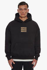 HEAVY OVERSIZE TRIPLE LOGO HOODIE BLACK