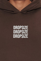 HEAVY OVERSIZE TRIPLE LOGO HOODIE CHOCOLATE BROWN