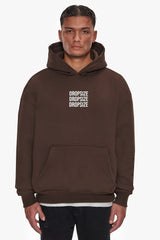 HEAVY OVERSIZE TRIPLE LOGO HOODIE CHOCOLATE BROWN
