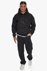 HEAVY OVERSIZE STAR CIRCLE HOODIE BLACK