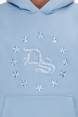 HEAVY OVERSIZE STAR CIRCLE HOODIE BABY BLUE