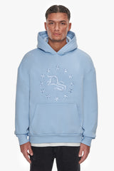 HEAVY OVERSIZE STAR CIRCLE HOODIE BABY BLUE