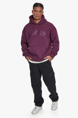 HEAVY OVERSIZE CURVED HOODIE GRAPE WINE