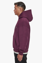 HEAVY OVERSIZE CURVED HOODIE GRAPE WINE