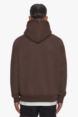 HEAVY OVERSIZE SPLIT LOGO HOODIE CHOCOLATE BROWN