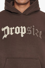 HEAVY OVERSIZE SPLIT LOGO HOODIE CHOCOLATE BROWN