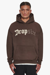 HEAVY OVERSIZE SPLIT LOGO HOODIE CHOCOLATE BROWN