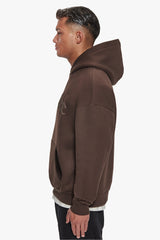HEAVY OVERSIZE SPLIT LOGO HOODIE CHOCOLATE BROWN