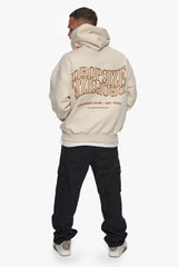 HEAVY OVERSIZE MIRRORED LOGO HOODIE COCONUT MILK