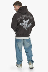 HEAVY OVERSIZE CARESS DOVES V2 HOODIE WASHED BLACK