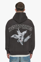 HEAVY OVERSIZE CARESS DOVES V2 HOODIE WASHED BLACK
