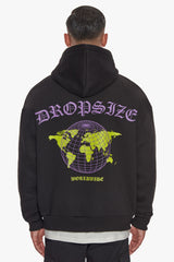HEAVY OVERSIZE WORLDWIDE LOGO HOODIE WASHED BLACK
