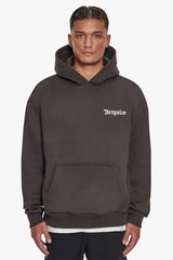 HEAVY OVERSIZE BIG LOGO HOODIE WASHED BLACK