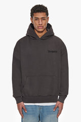 HEAVY OVERSIZE MULTICOLOR LOGO HOODIE WASHED BLACK