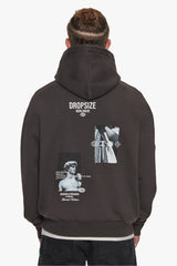 HEAVY OVERSIZE MARBLE WORLDWIDE HOODIE WASHED BLACK