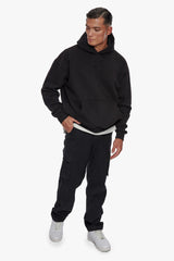 HEAVY OVERSIZE MIDDLE EMBO HOODIE BLACK