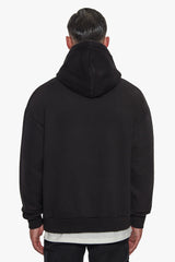 HEAVY OVERSIZE MIDDLE EMBO HOODIE BLACK