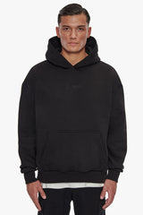 HEAVY OVERSIZE MIDDLE EMBO HOODIE BLACK