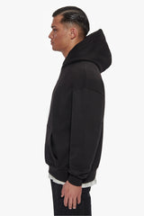 HEAVY OVERSIZE MIDDLE EMBO HOODIE BLACK