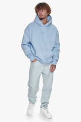 HEAVY OVERSIZE MIDDLE EMBO HOODIE BABY BLUE