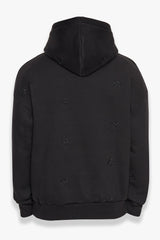 HEAVY OVERSIZE ALLOVER EMBO HOODIE BLACK