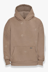 HEAVY OVERSIZE ALLOVER EMBO HOODIE SILVER MINK