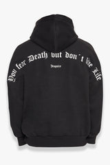 HEAVY OVERSIZE FEAR DEATH HOODIE BLACK