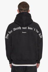 HEAVY OVERSIZE FEAR DEATH HOODIE BLACK