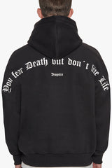 HEAVY OVERSIZE FEAR DEATH HOODIE BLACK