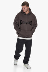 SUPER HEAVY OVERSIZE  V2 MIDDLE EMBO HOODIE WASHED BLACK / BLACK