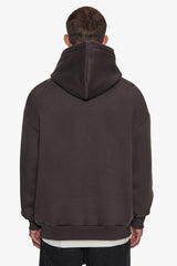 SUPER HEAVY OVERSIZE  V2 MIDDLE EMBO HOODIE WASHED BLACK / BLACK
