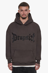SUPER HEAVY OVERSIZE  V2 MIDDLE EMBO HOODIE WASHED BLACK / BLACK