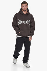 SUPER HEAVY OVERSIZE  V2 MIDDLE EMBO HOODIE WASHED BLACK / WHITE
